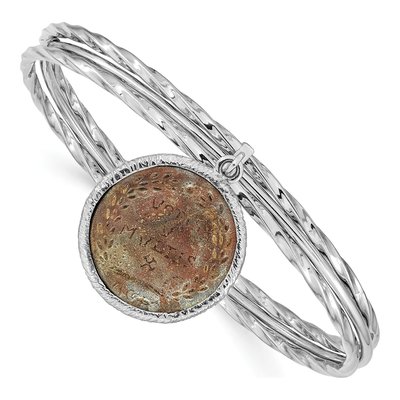 Sterling Silver Roman Coin Bangle Bracelet – view 4