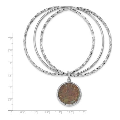 Sterling Silver Roman Coin Bangle Bracelet – view 5