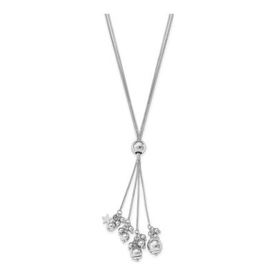 Sterling Silver Beaded Adjustable Necklace – view 3