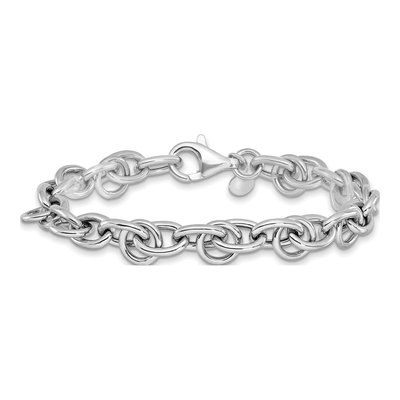 Sterling Silver 9.25mm Hollow Fancy Link Bracelet – view 3
