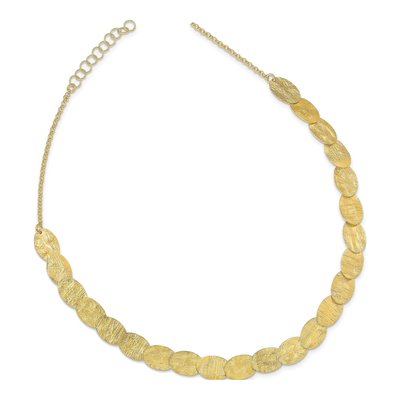 Sterling Silver Gold-Tone Textured Necklace, 17in – view 3