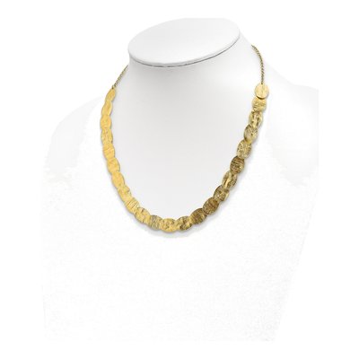 Sterling Silver Gold-Tone Textured Necklace, 17in – view 5