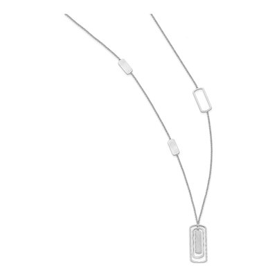 Sterling Silver Polished & Brushed Necklace, 27" – view 3