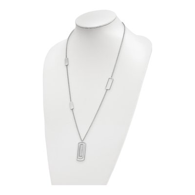 Sterling Silver Polished & Brushed Necklace, 27" – view 4