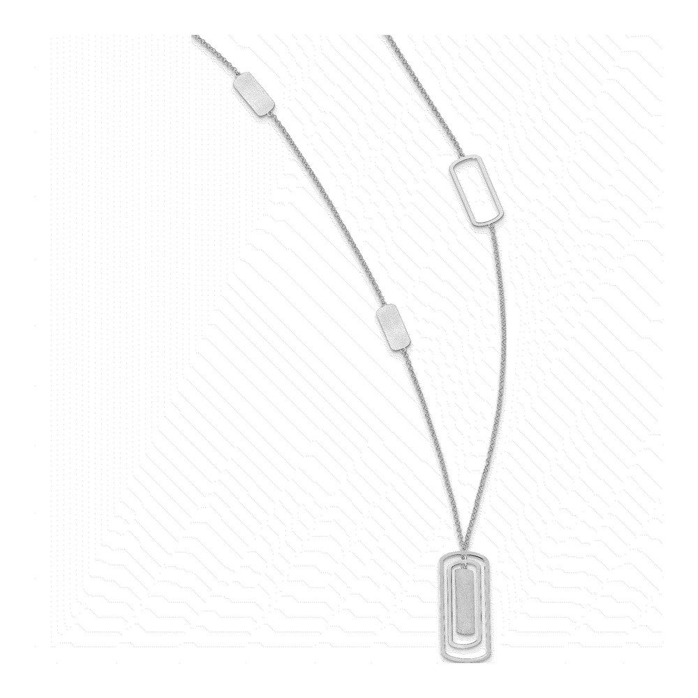 Sterling Silver Polished & Brushed Necklace, 27"