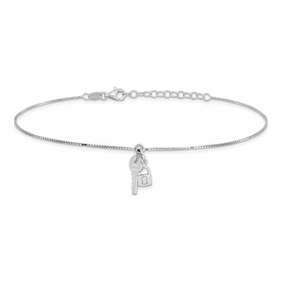 Sterling Silver Lock Key Anklet – view 4