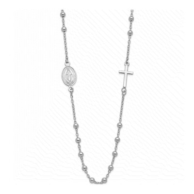 Sterling Silver Cross Miraculous Medal Necklace