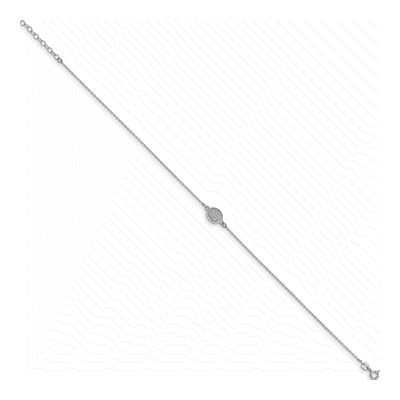 Sterling Silver Glitter Oval Anklet – view 2