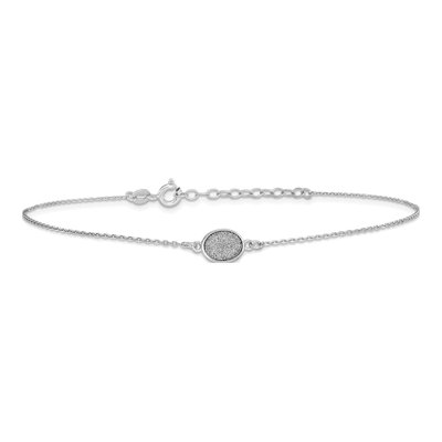 Sterling Silver Glitter Oval Anklet – view 3