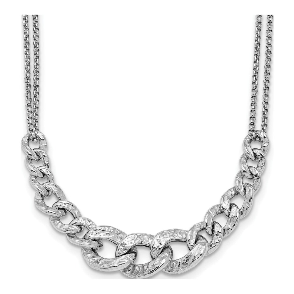 Sterling Silver Textured Link Necklace