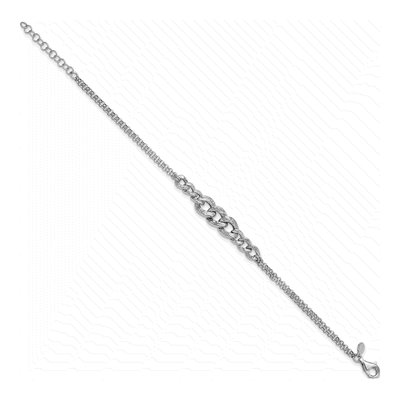 Sterling Silver Textured Link Bracelet – view 2