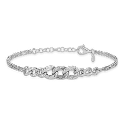Sterling Silver Textured Link Bracelet – view 3