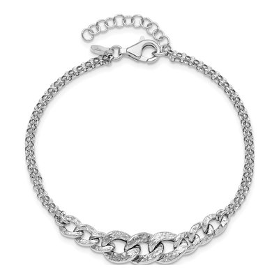 Sterling Silver Textured Link Bracelet – view 4