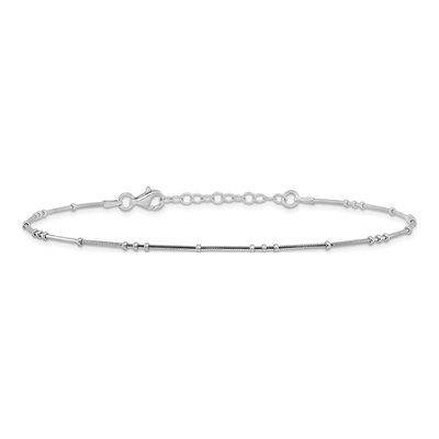 Sterling Silver 1mm Beaded Snake Chain Anklet – view 4