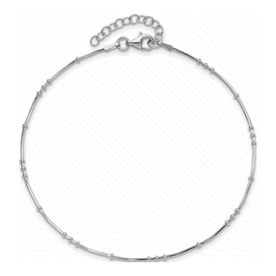 Sterling Silver 1mm Beaded Snake Chain Anklet – view 5