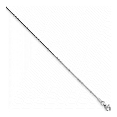 Sterling Silver 1mm Beaded Snake Chain Anklet
