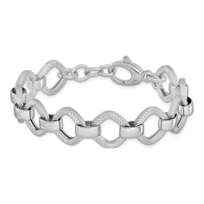 Sterling Silver 15mm Hollow Link Chain Bracelet – view 4