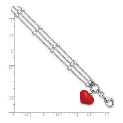 Sterling Silver Red Enamel Heart Bracelet – view 5