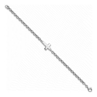 Sterling Silver Cross Rolo Bracelet – view 2