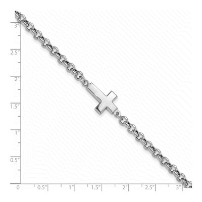 Sterling Silver Cross Rolo Bracelet – view 5