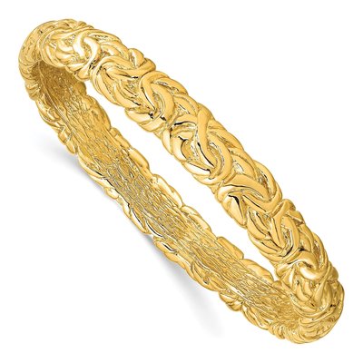 Gold-Plated Sterling Silver Textured Hollow Bangle Bracelet