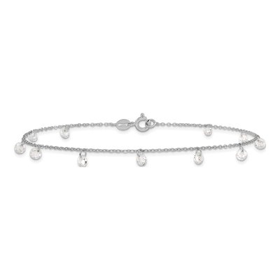Sterling Silver CZ Station Anklet – view 3