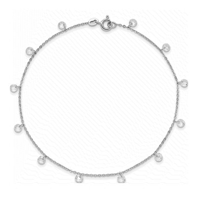 Sterling Silver CZ Station Anklet – view 4