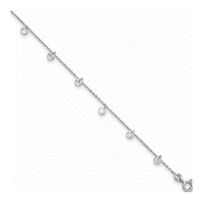 Sterling Silver CZ Station Anklet