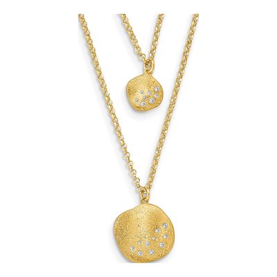 Gold-Plated Sterling Silver CZ 2-Strand Necklace