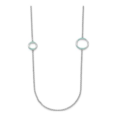 Sterling Silver Aqua Enamel Pendant Necklace – view 4