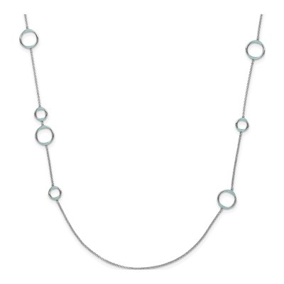 Sterling Silver Aqua Enamel Pendant Necklace