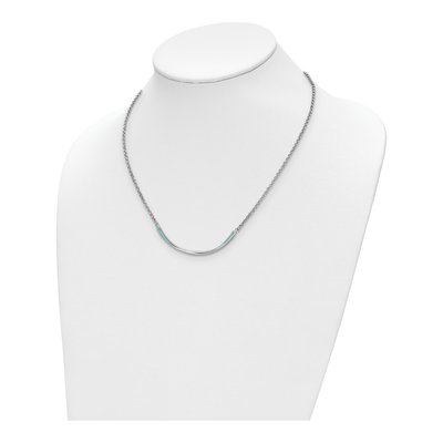 Sterling Silver Aqua Enamel Bar Necklace – view 3