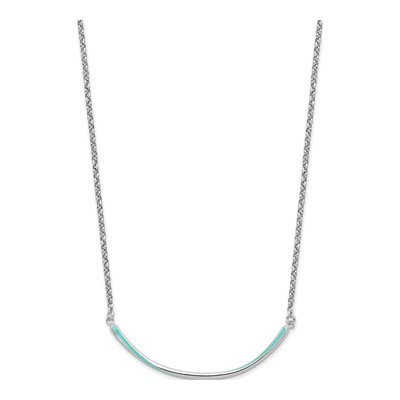 Sterling Silver Aqua Enamel Bar Necklace – view 4