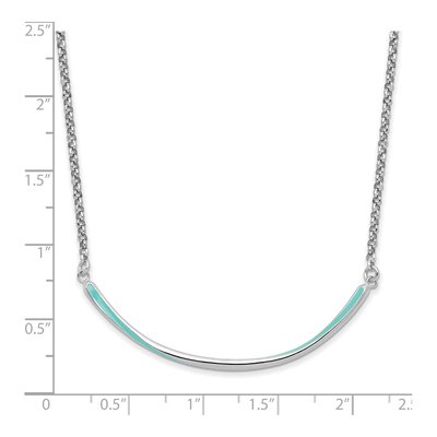 Sterling Silver Aqua Enamel Bar Necklace – view 5