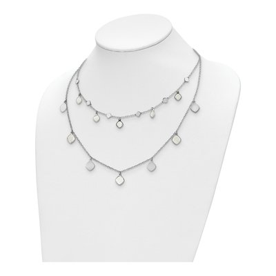 Sterling Silver Mother of Pearl Mop 2-Strand Necklace – view 3