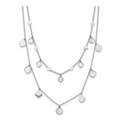 Sterling Silver Mother of Pearl Mop 2-Strand Necklace
