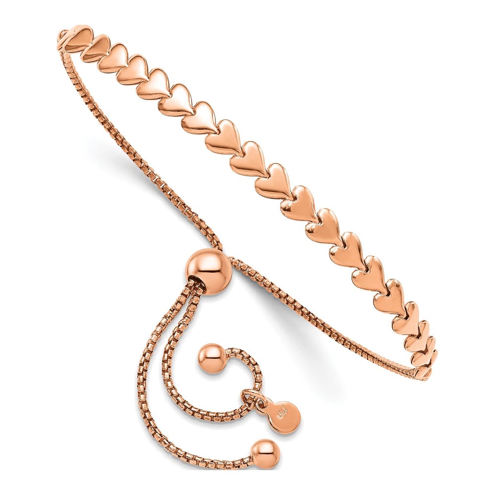 Rose Gold-Plated Sterling Silver Heart Bolo Bracelet