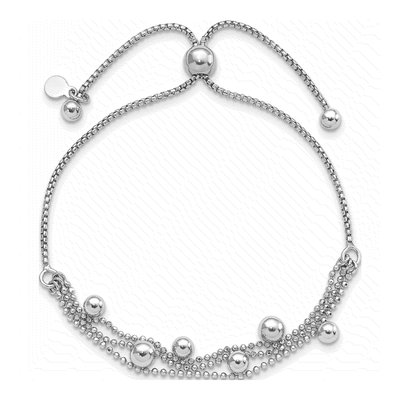Sterling Silver Beaded Bolo Bracelet – view 3