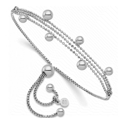 Sterling Silver Beaded Bolo Bracelet