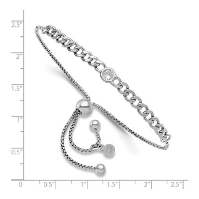 Sterling Silver CZ Bolo Bracelet – view 3
