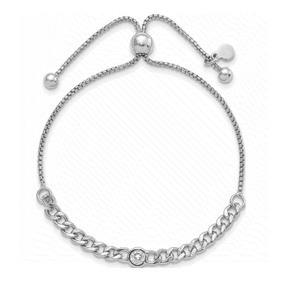 Sterling Silver CZ Bolo Bracelet – view 4