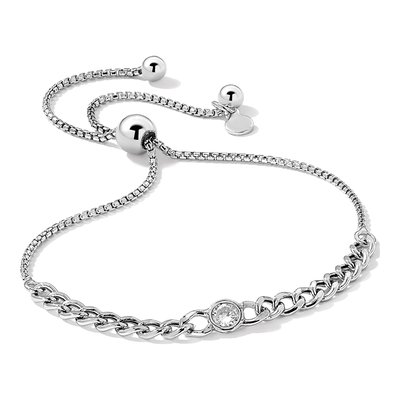 Sterling Silver CZ Bolo Bracelet – view 6
