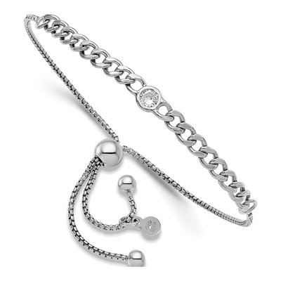Sterling Silver CZ Bolo Bracelet