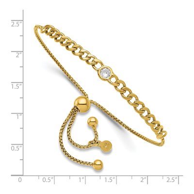 Gold-Plated Sterling Silver CZ Bolo Bracelet – view 3