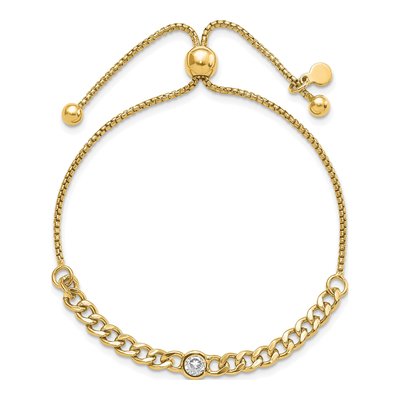Gold-Plated Sterling Silver CZ Bolo Bracelet – view 4