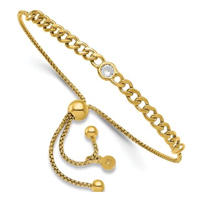 Gold-Plated Sterling Silver CZ Bolo Bracelet
