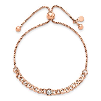 Rose Gold-Plated Sterling Silver CZ Bolo Bracelet – view 4