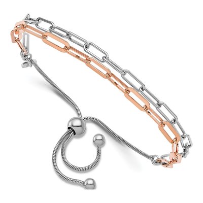 Rose Gold-Plated Sterling Silver Snake Bolo Bracelet