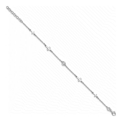 Sterling Silver CZ Cross Bracelet – view 2