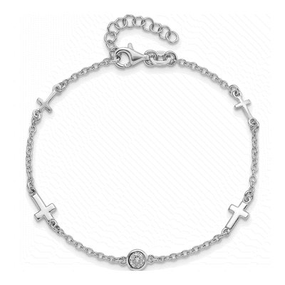 Sterling Silver CZ Cross Bracelet – view 5